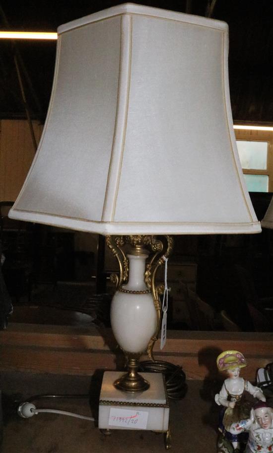 White marble and gilt metal table lamps
